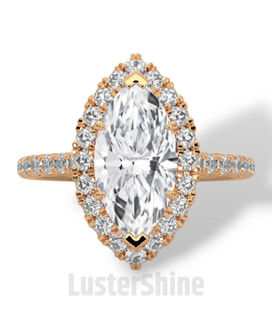 2ct Marquise Diamond Ring – Halo Engagement Ring in Gold – Marquise Cut Bridal Jewelry – Anniversary Ring – Vintage Wedding Custom Ring Gift