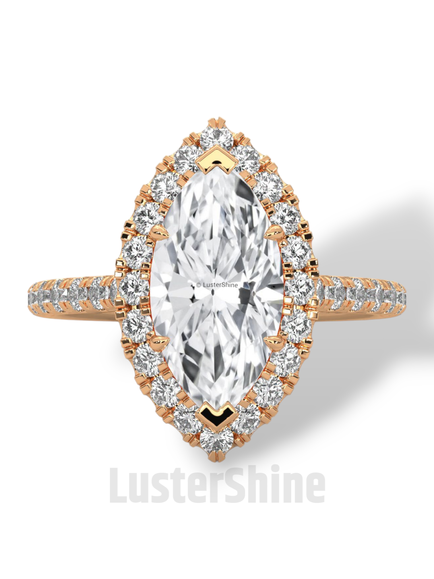2ct Marquise Diamond Ring – Halo Engagement Ring in Gold – Marquise Cut Bridal Jewelry – Anniversary Ring – Vintage Wedding Custom Ring Gift