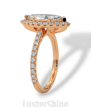 2ct Marquise Diamond Ring – Halo Engagement Ring in Gold – Marquise Cut Bridal Jewelry – Anniversary Ring – Vintage Wedding Custom Ring Gift