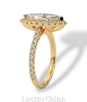2ct Marquise Diamond Ring – Halo Engagement Ring in Gold – Marquise Cut Bridal Jewelry – Anniversary Ring – Vintage Wedding Custom Ring Gift