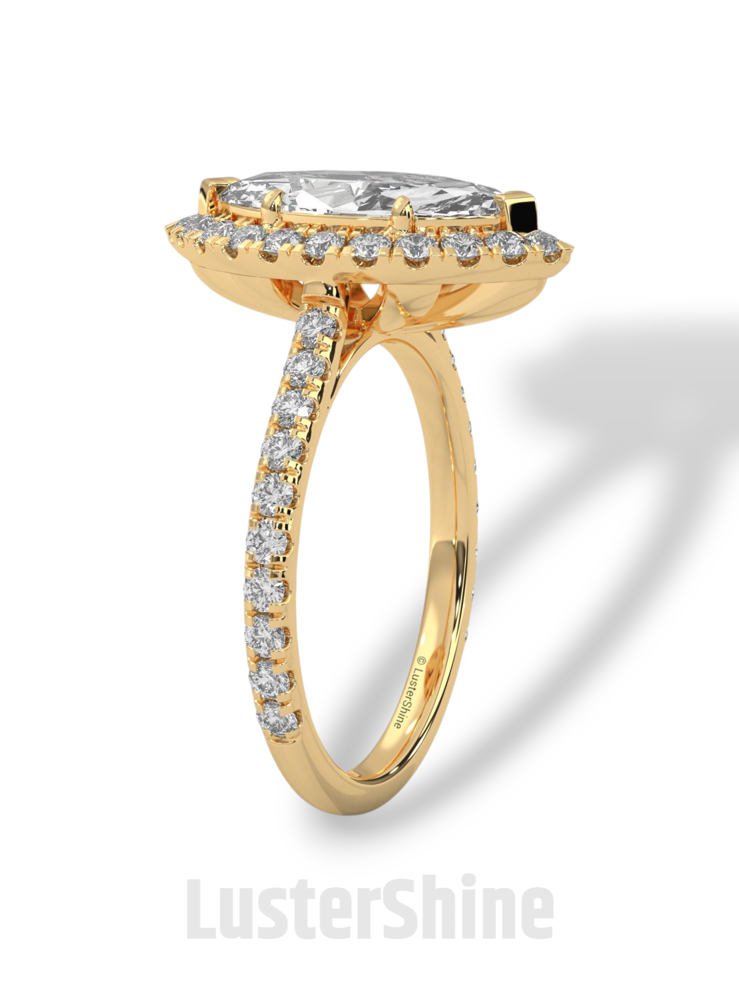 2ct Marquise Diamond Ring – Halo Engagement Ring in Gold – Marquise Cut Bridal Jewelry – Anniversary Ring – Vintage Wedding Custom Ring Gift