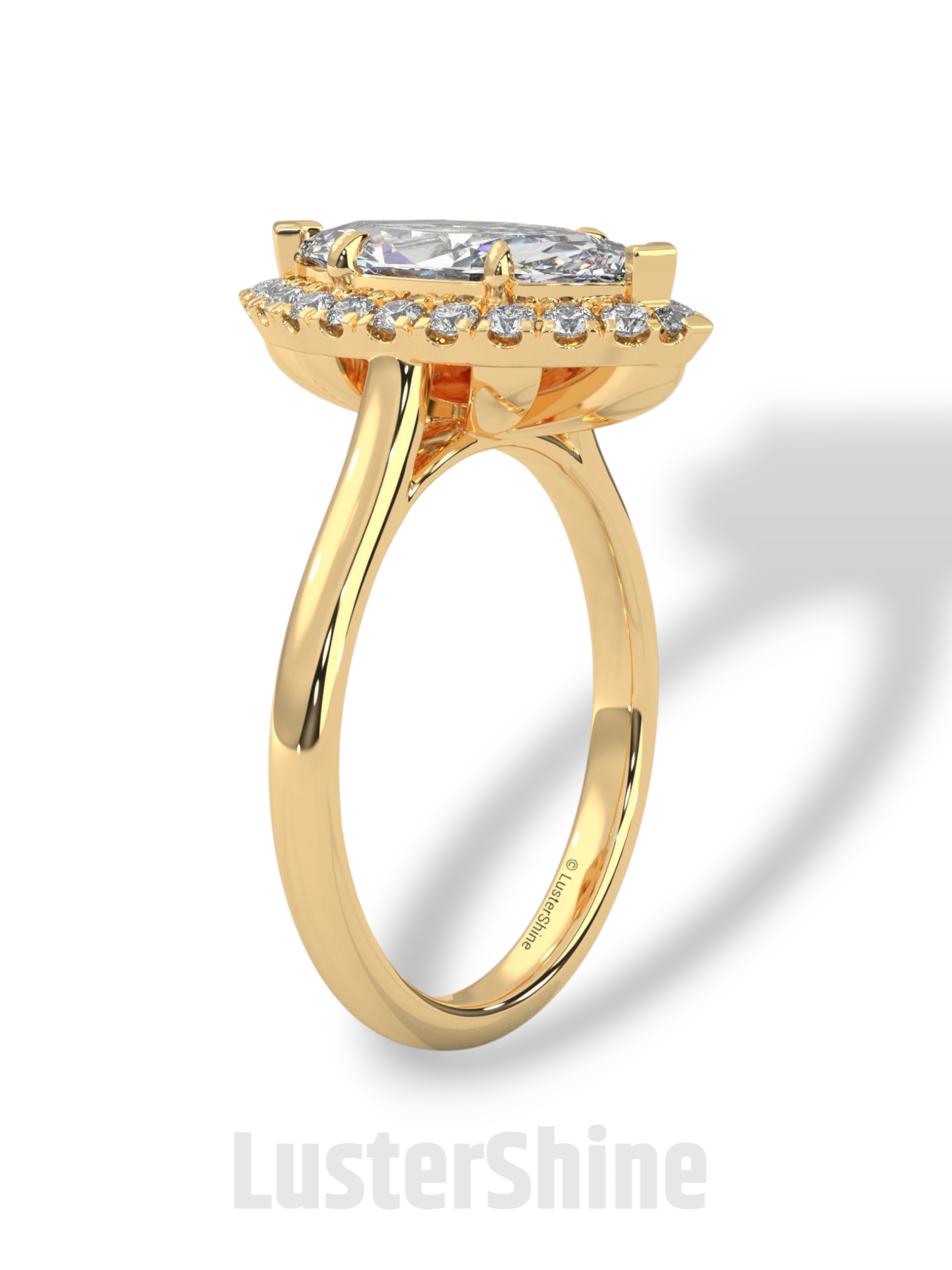 Marquise Cut Halo Engagement Ring – 2ct Marquise Diamond Ring – Gold Marquise Solitaire – Unique Vintage Bridal Ring – Dainty Wedding Ring