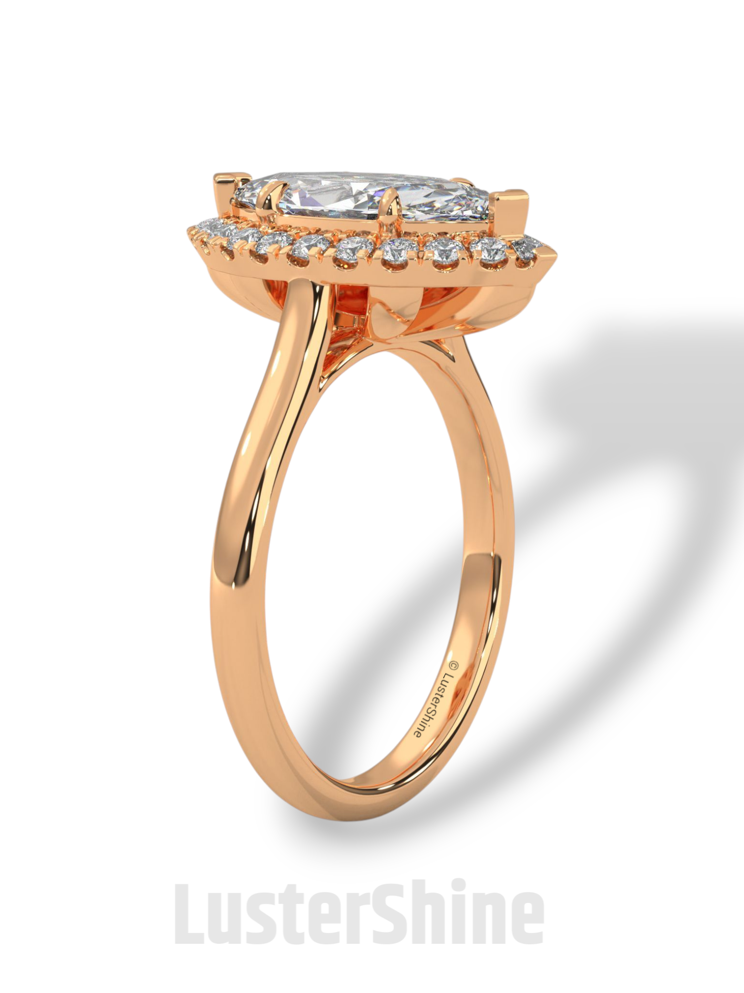 Marquise Cut Halo Engagement Ring – 2ct Marquise Diamond Ring – Gold Marquise Solitaire – Unique Vintage Bridal Ring – Dainty Wedding Ring