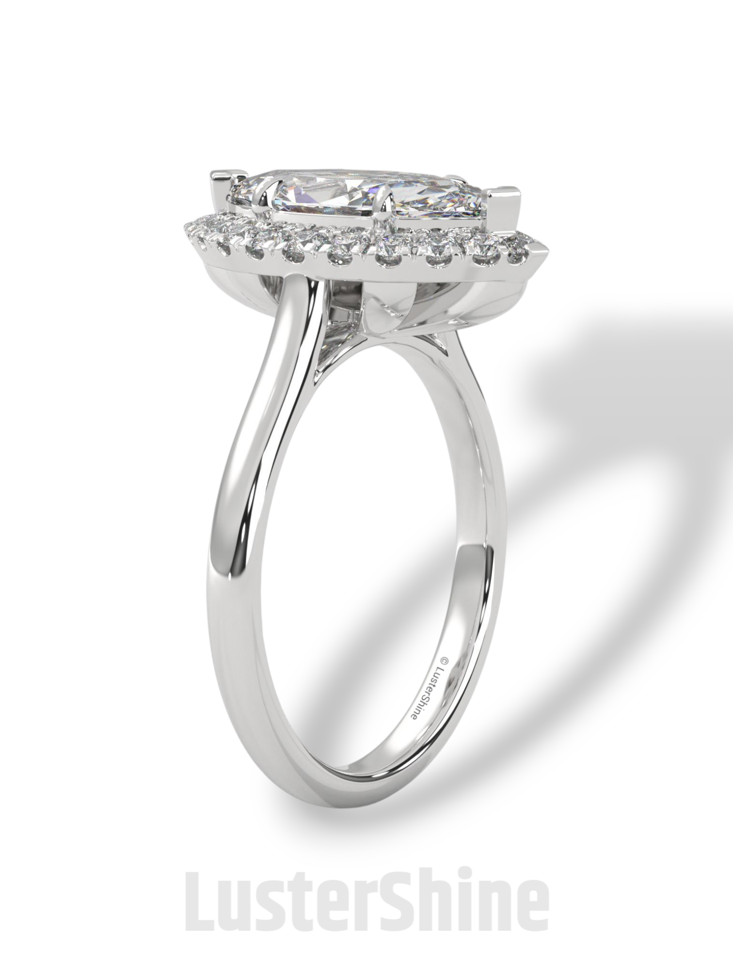 Marquise Cut Halo Engagement Ring – 2ct Marquise Diamond Ring – Gold Marquise Solitaire – Unique Vintage Bridal Ring – Dainty Wedding Ring