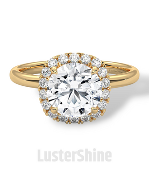Round Halo Diamond Ring – 2ct Engagement Ring – 14K Gold Halo Ring – Classic Round Cut – Dainty Wedding Ring – Handmade Bridal Jewelry Gift