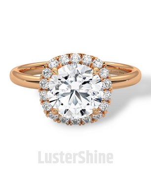 Round Halo Diamond Ring – 2ct Engagement Ring – 14K Gold Halo Ring – Classic Round Cut – Dainty Wedding Ring – Handmade Bridal Jewelry Gift