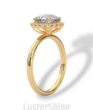Round Halo Diamond Ring – 2ct Engagement Ring – 14K Gold Halo Ring – Classic Round Cut – Dainty Wedding Ring – Handmade Bridal Jewelry Gift