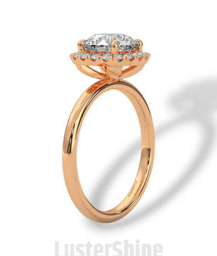 Round Halo Diamond Ring – 2ct Engagement Ring – 14K Gold Halo Ring – Classic Round Cut – Dainty Wedding Ring – Handmade Bridal Jewelry Gift
