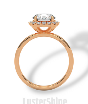 Round Halo Diamond Ring – 2ct Engagement Ring – 14K Gold Halo Ring – Classic Round Cut – Dainty Wedding Ring – Handmade Bridal Jewelry Gift