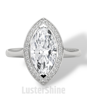 Marquise Halo Engagement Ring – 2 Carat Marquise Diamond Ring – Yellow Gold Halo Ring – Elegant Wedding Ring – Custom Size 925 Silver Ring