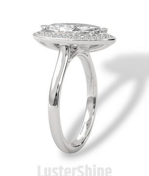 Marquise Halo Engagement Ring – 2 Carat Marquise Diamond Ring – Yellow Gold Halo Ring – Elegant Wedding Ring – Custom Size 925 Silver Ring