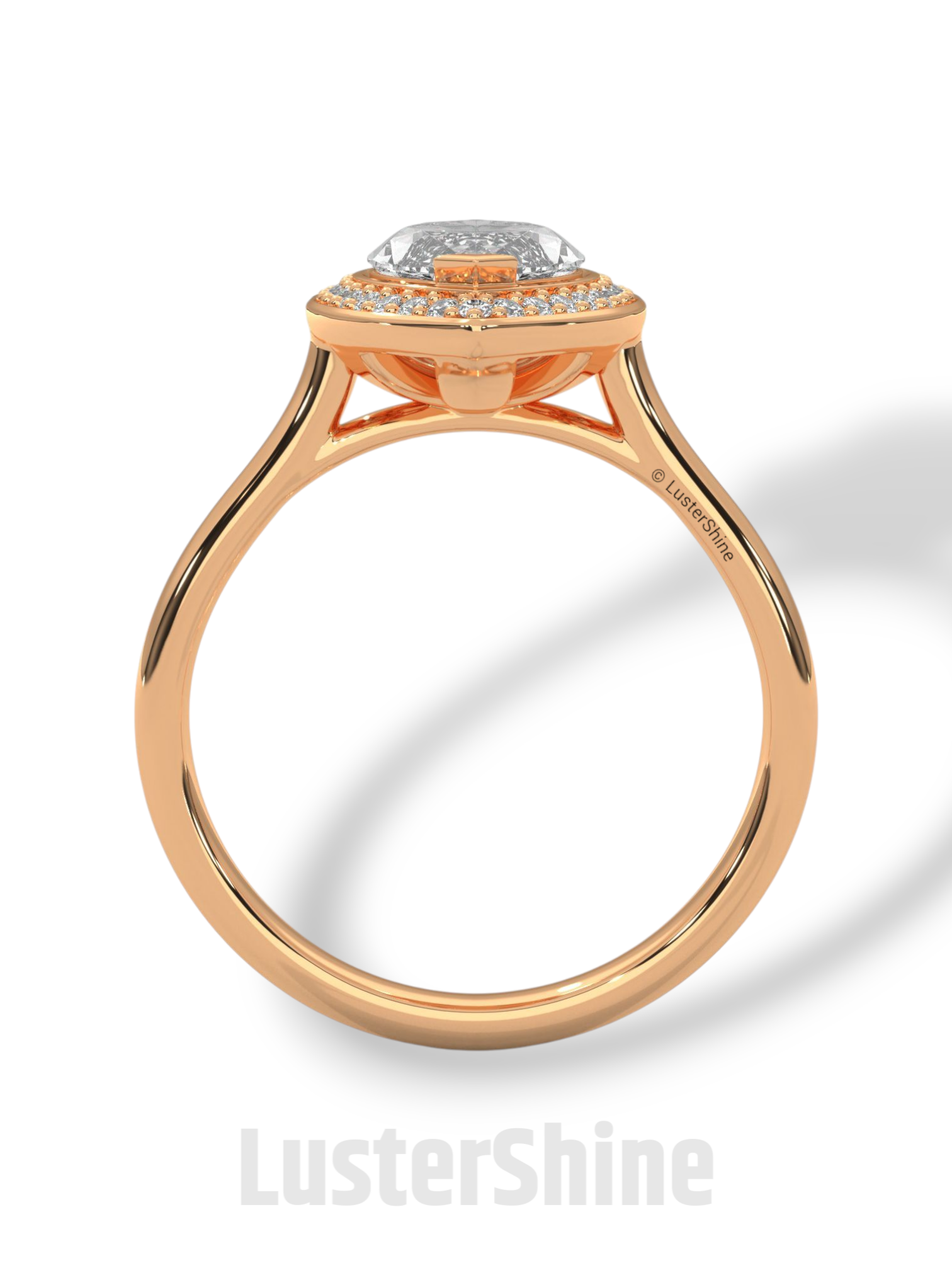 Marquise Halo Engagement Ring – 2 Carat Marquise Diamond Ring – Yellow Gold Halo Ring – Elegant Wedding Ring – Custom Size 925 Silver Ring