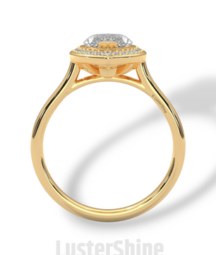 Marquise Halo Engagement Ring – 2 Carat Marquise Diamond Ring – Yellow Gold Halo Ring – Elegant Wedding Ring – Custom Size 925 Silver Ring