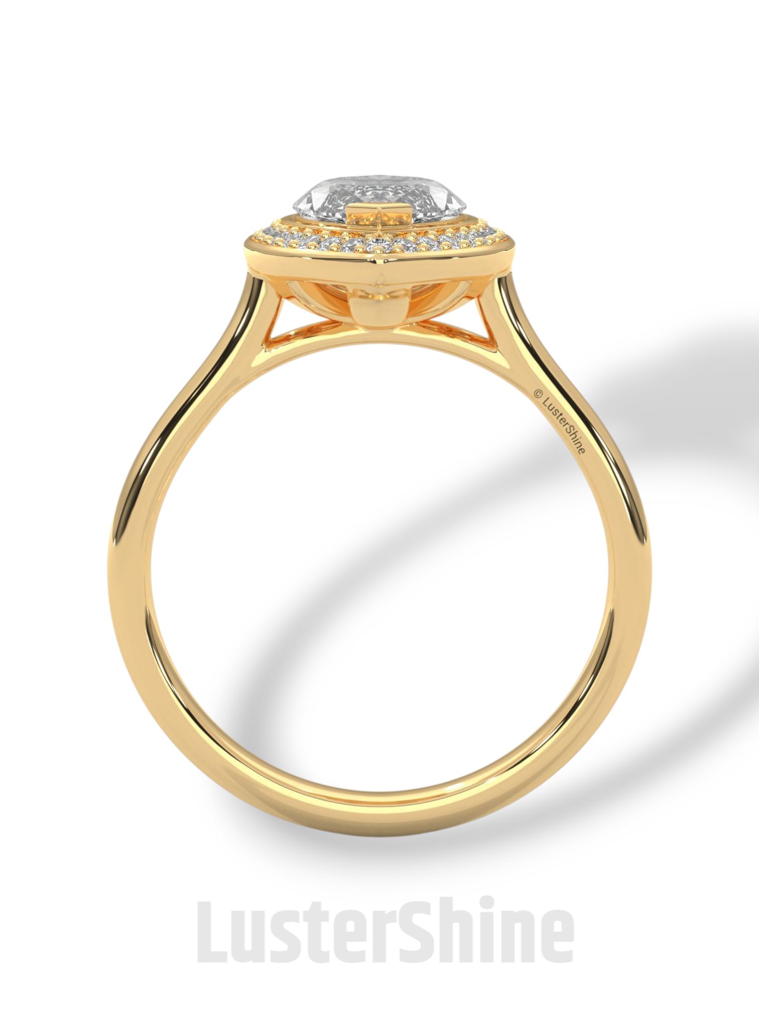 Marquise Halo Engagement Ring – 2 Carat Marquise Diamond Ring – Yellow Gold Halo Ring – Elegant Wedding Ring – Custom Size 925 Silver Ring