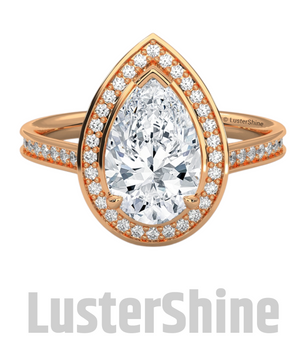 Teardrop Halo Diamond Ring – Exquisite Pear Halo Diamond Ring – 2 Carat Pear Cut Diamond Halo Ring in Gold – customize ring – made to order
