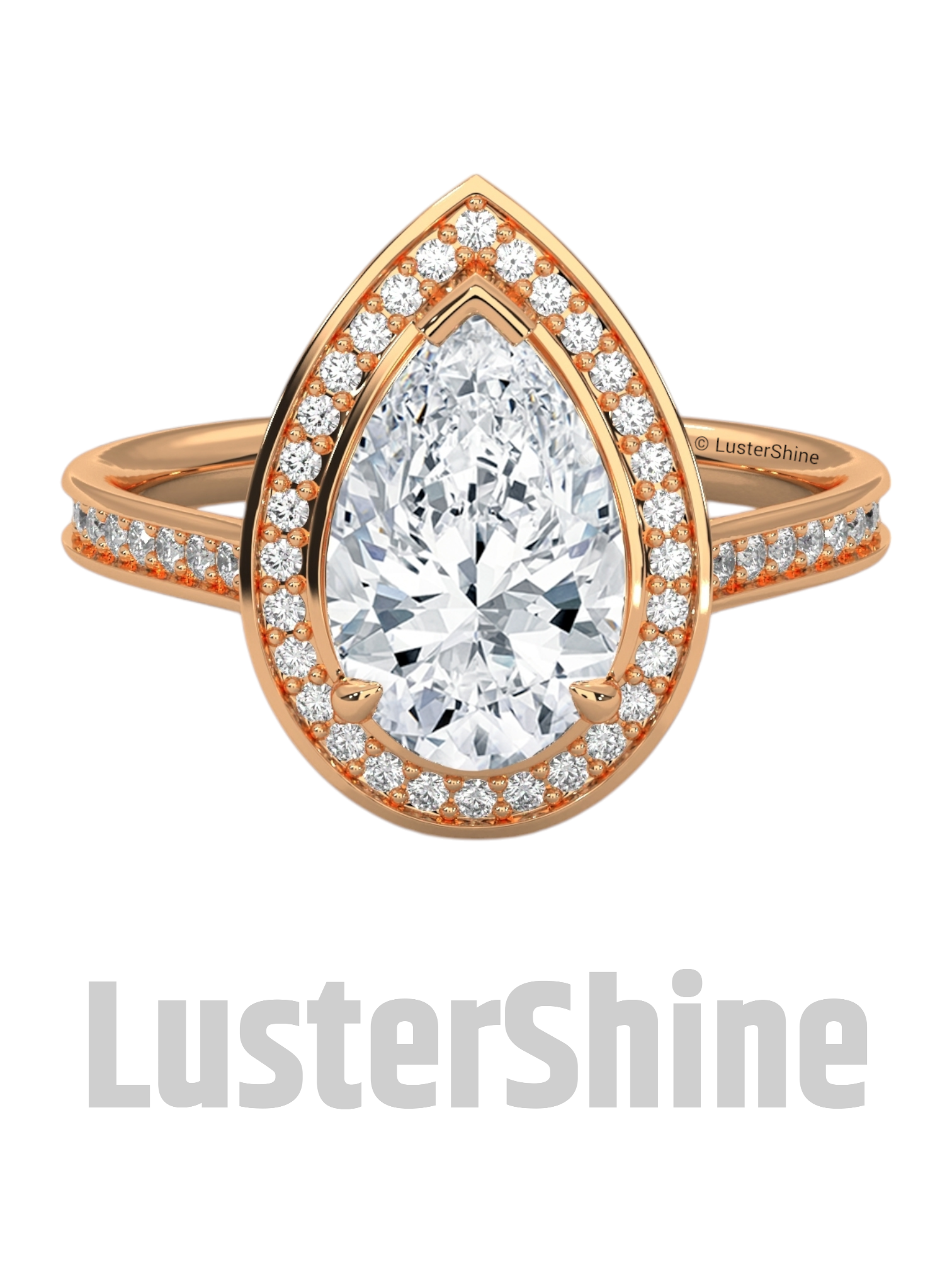 Teardrop Halo Diamond Ring – Exquisite Pear Halo Diamond Ring – 2 Carat Pear Cut Diamond Halo Ring in Gold – customize ring – made to order