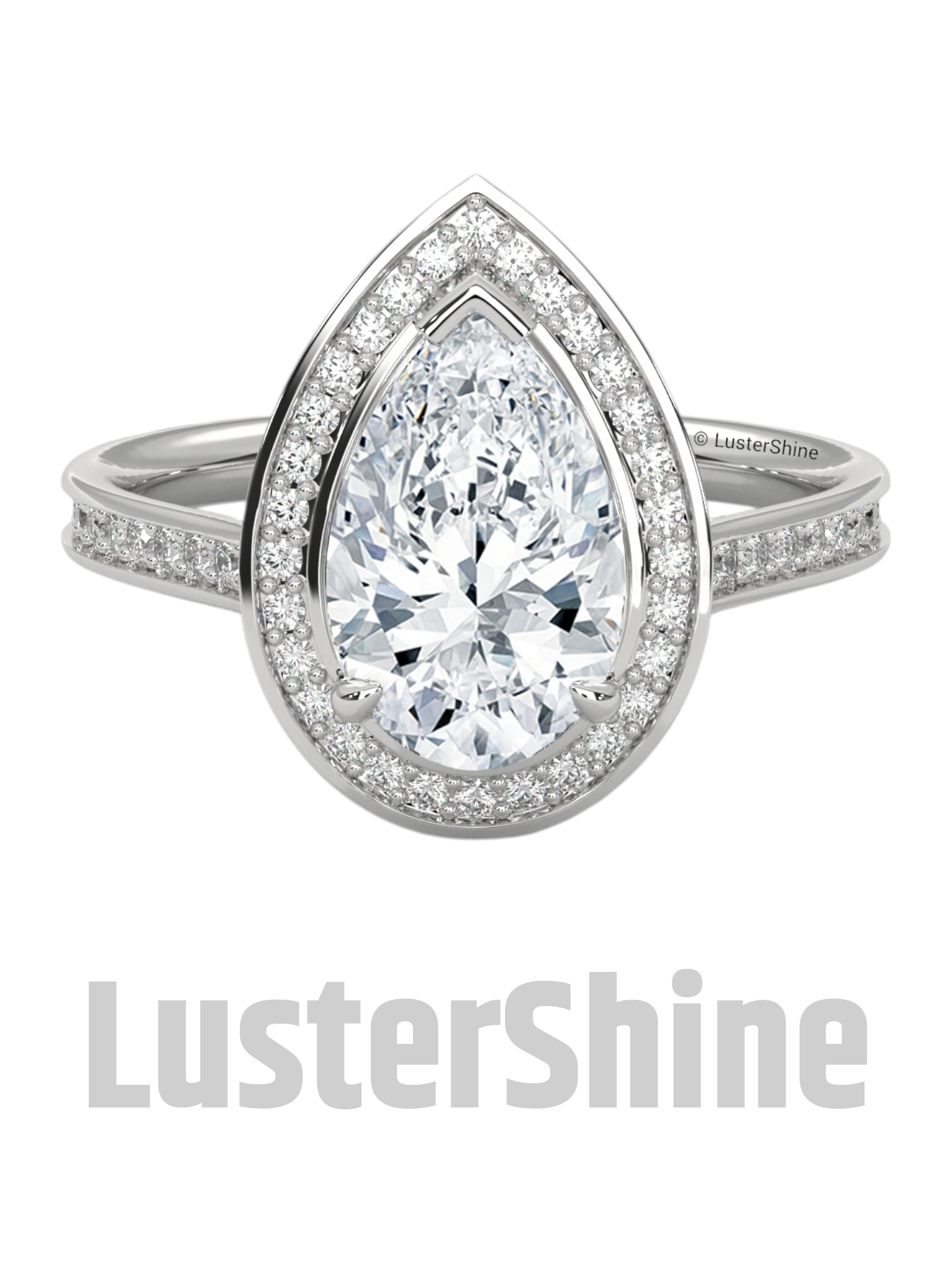 Teardrop Halo Diamond Ring – Exquisite Pear Halo Diamond Ring – 2 Carat Pear Cut Diamond Halo Ring in Gold – customize ring – made to order