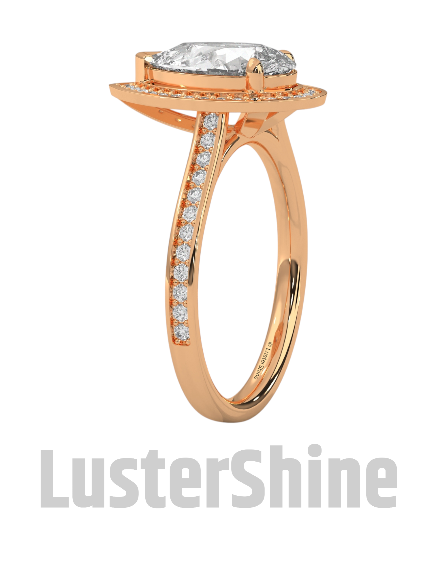 Teardrop Halo Diamond Ring – Exquisite Pear Halo Diamond Ring – 2 Carat Pear Cut Diamond Halo Ring in Gold – customize ring – made to order