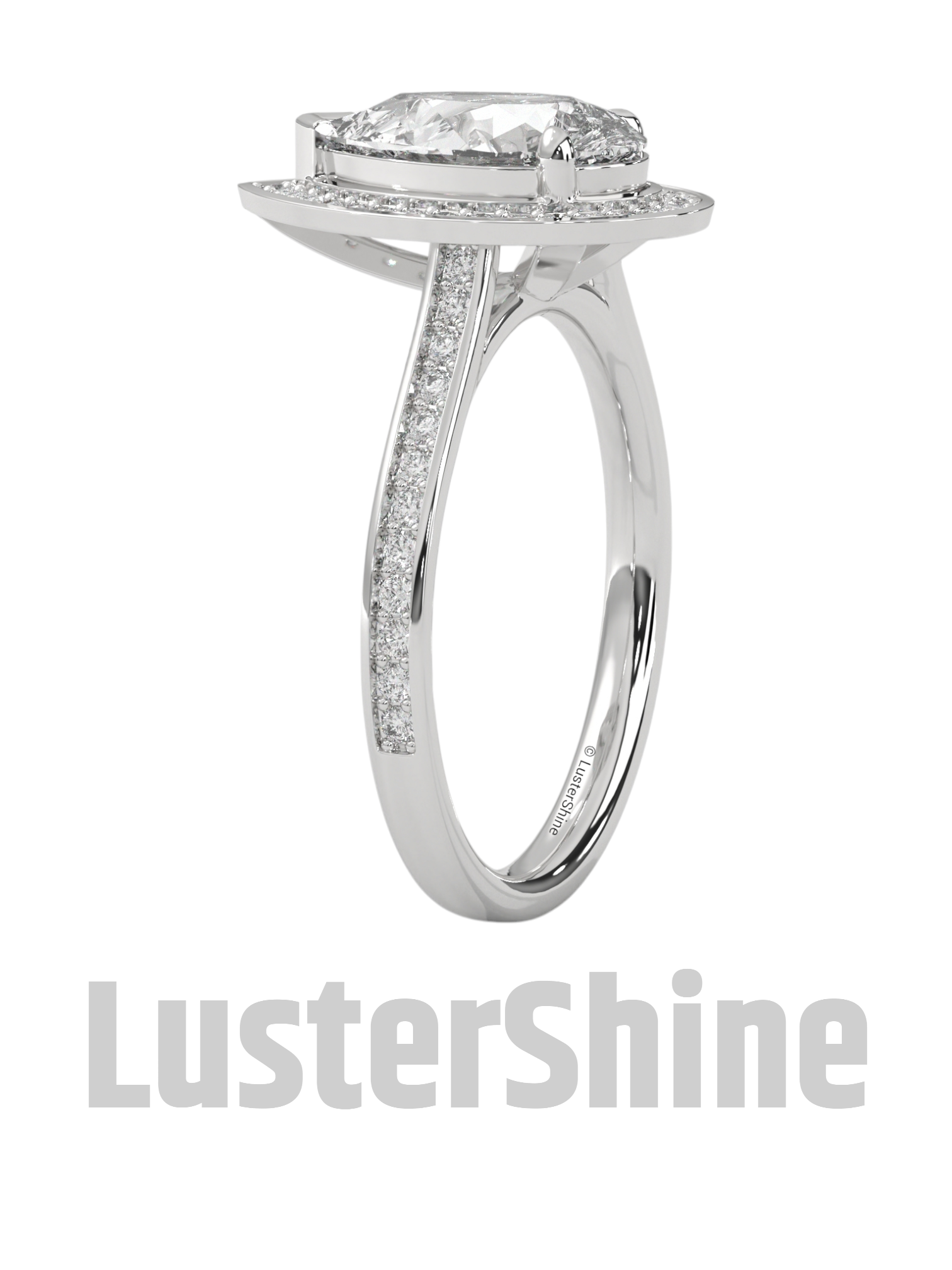 Teardrop Halo Diamond Ring – Exquisite Pear Halo Diamond Ring – 2 Carat Pear Cut Diamond Halo Ring in Gold – customize ring – made to order