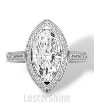 Marquise Halo Diamond Ring – 2CT Engagement Ring – 14K Gold Vintage Style Ring – Dainty Bridal Ring – Unique Marquise Cut Ring  Jewelry Gift