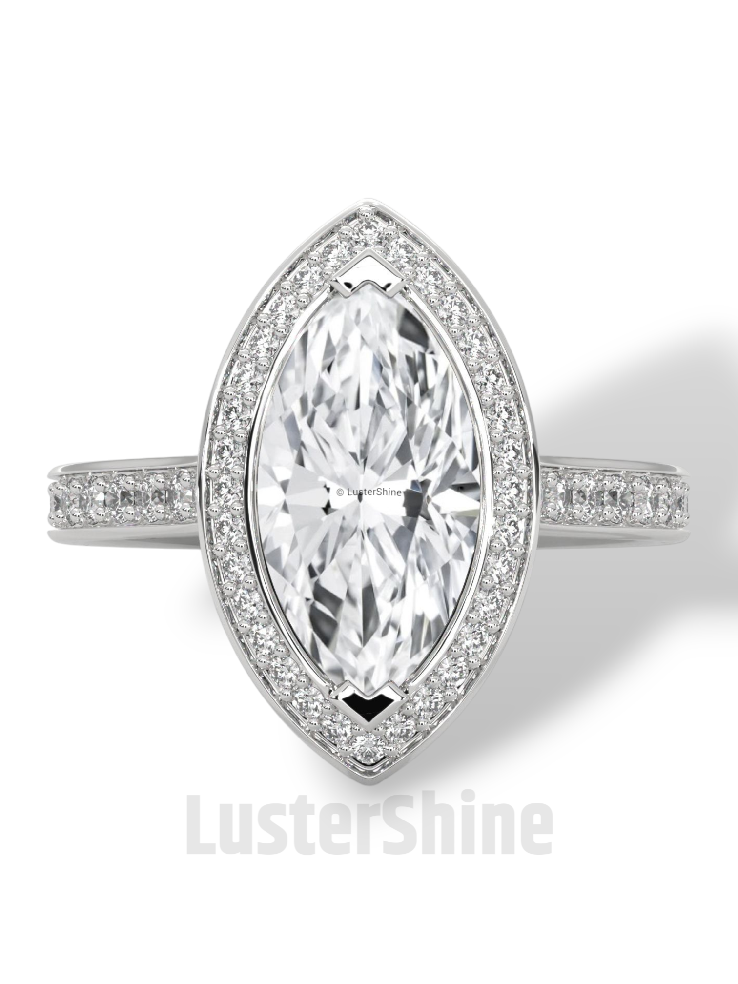 Marquise Halo Diamond Ring – 2CT Engagement Ring – 14K Gold Vintage Style Ring – Dainty Bridal Ring – Unique Marquise Cut Ring  Jewelry Gift