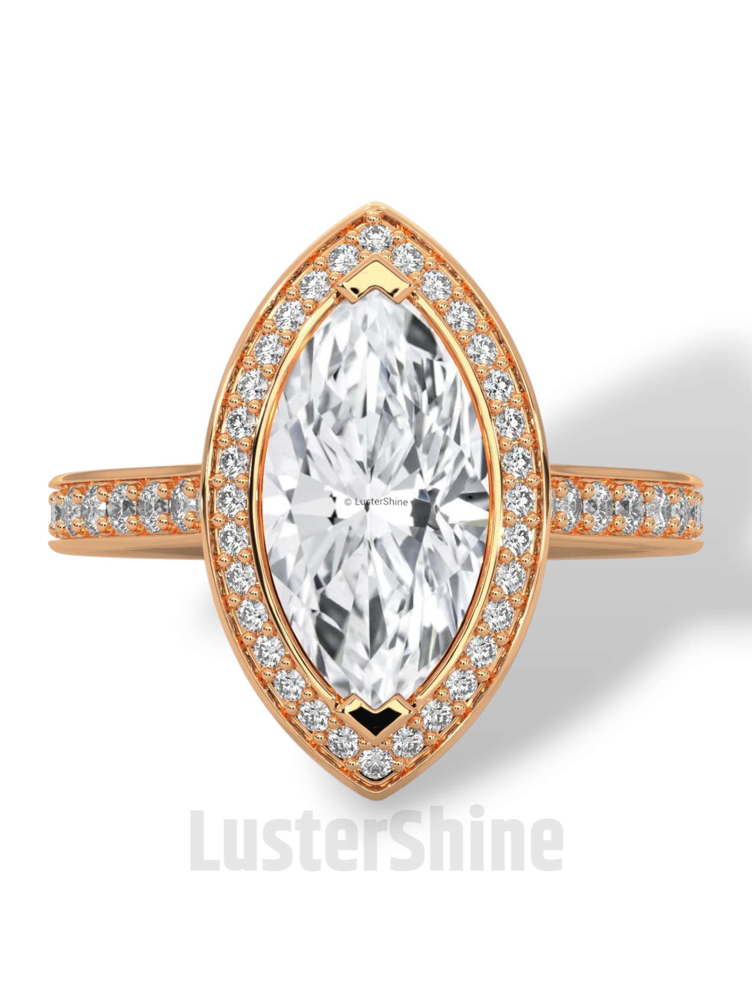 Marquise Halo Diamond Ring – 2CT Engagement Ring – 14K Gold Vintage Style Ring – Dainty Bridal Ring – Unique Marquise Cut Ring  Jewelry Gift