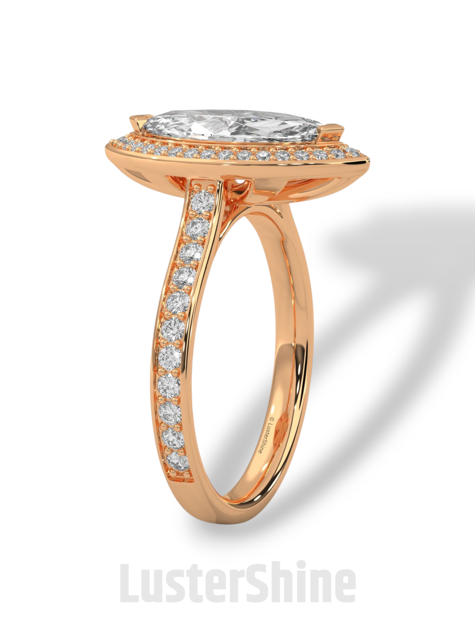 Marquise Halo Diamond Ring – 2CT Engagement Ring – 14K Gold Vintage Style Ring – Dainty Bridal Ring – Unique Marquise Cut Ring  Jewelry Gift