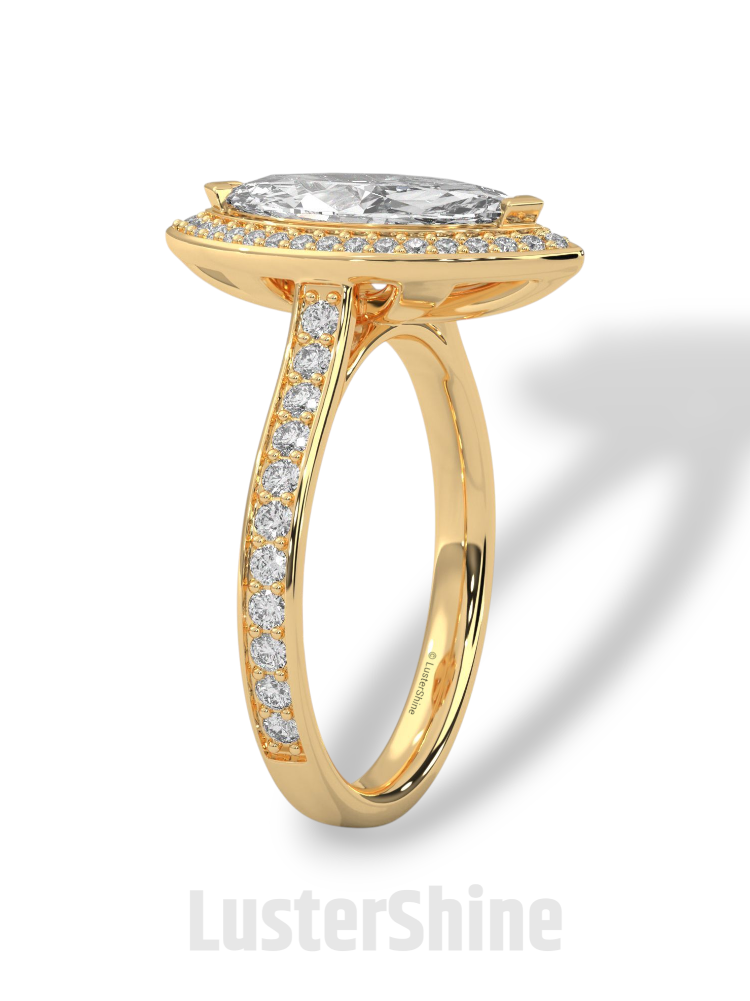 Marquise Halo Diamond Ring – 2CT Engagement Ring – 14K Gold Vintage Style Ring – Dainty Bridal Ring – Unique Marquise Cut Ring  Jewelry Gift