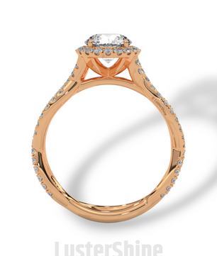 Twisted Halo Engagement Ring – 1 Carat Round Diamond Ring – Infinity Band Style – Custom Gold Bridal Ring – Elegant Vintage Inspired Ring