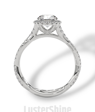 Twisted Halo Engagement Ring – 1 Carat Round Diamond Ring – Infinity Band Style – Custom Gold Bridal Ring – Elegant Vintage Inspired Ring