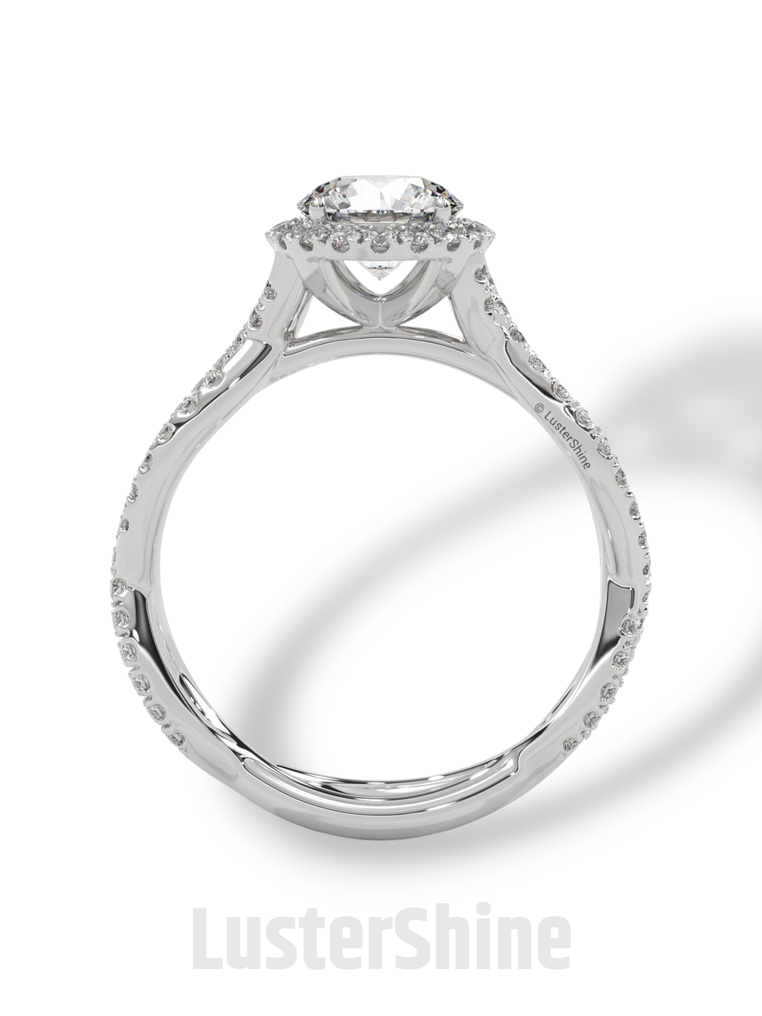 Twisted Halo Engagement Ring – 1 Carat Round Diamond Ring – Infinity Band Style – Custom Gold Bridal Ring – Elegant Vintage Inspired Ring