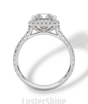 Princess Cut Halo Ring – 2CT Square Diamond Engagement Ring – Gold Pave Band – Modern Bridal Jewelry – Custom Wedding 14K Gold Platinum Ring