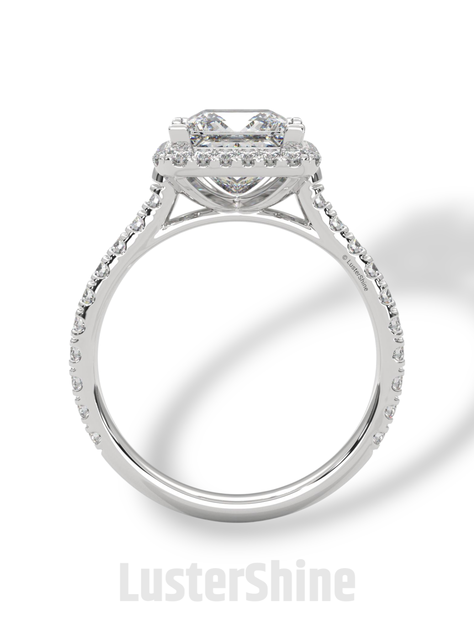 Princess Cut Halo Ring – 2CT Square Diamond Engagement Ring – Gold Pave Band – Modern Bridal Jewelry – Custom Wedding 14K Gold Platinum Ring