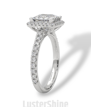 Princess Cut Halo Ring – 2CT Square Diamond Engagement Ring – Gold Pave Band – Modern Bridal Jewelry – Custom Wedding 14K Gold Platinum Ring