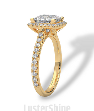 Princess Cut Halo Ring – 2CT Square Diamond Engagement Ring – Gold Pave Band – Modern Bridal Jewelry – Custom Wedding 14K Gold Platinum Ring