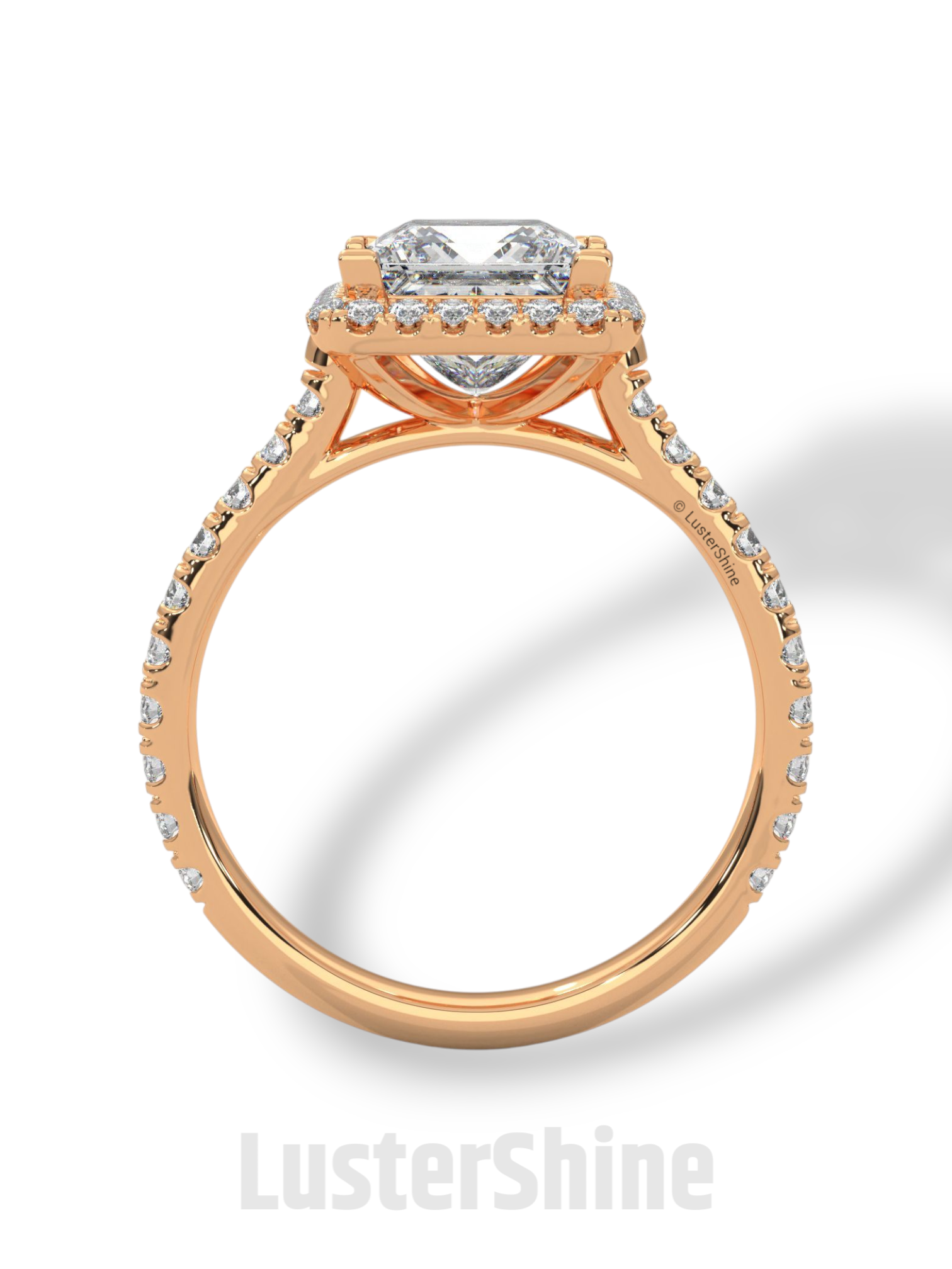 Princess Cut Halo Ring – 2CT Square Diamond Engagement Ring – Gold Pave Band – Modern Bridal Jewelry – Custom Wedding 14K Gold Platinum Ring
