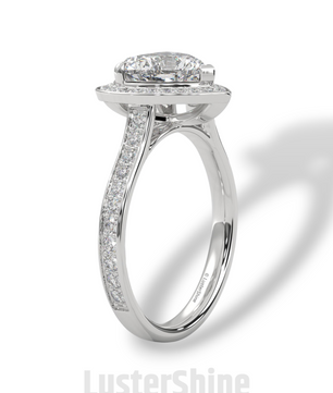 Heart Cut Halo Ring – 2CT Diamond Engagement Ring – Romantic Custom Valentine Proposal Ring – Pave Band Bridal Jewelry – 14K or 18K Ring