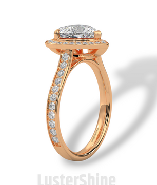 Heart Cut Halo Ring – 2CT Diamond Engagement Ring – Romantic Custom Valentine Proposal Ring – Pave Band Bridal Jewelry – 14K or 18K Ring