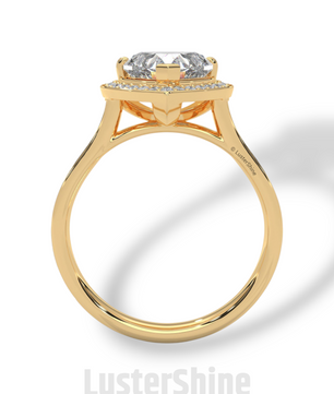 Heart Cut Halo Ring – 2CT Diamond Engagement Ring – Romantic Custom Valentine Proposal Ring – Pave Band Bridal Jewelry – 14K or 18K Ring