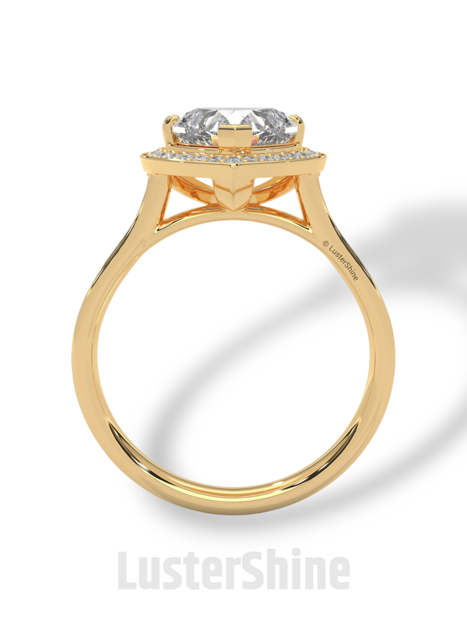 Heart Cut Halo Ring – 2CT Diamond Engagement Ring – Romantic Custom Valentine Proposal Ring – Pave Band Bridal Jewelry – 14K or 18K Ring