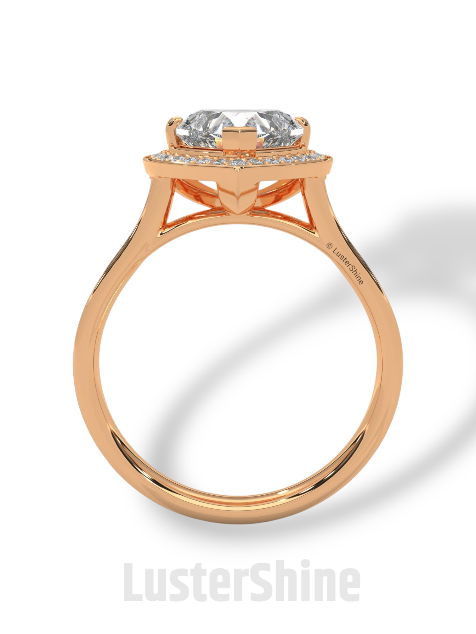 Heart Cut Halo Ring – 2CT Diamond Engagement Ring – Romantic Custom Valentine Proposal Ring – Pave Band Bridal Jewelry – 14K or 18K Ring