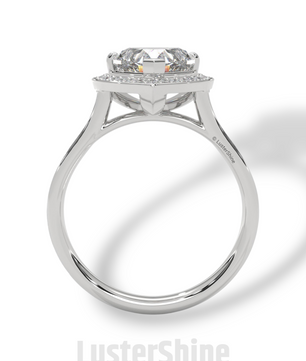 Heart Cut Halo Ring – 2CT Diamond Engagement Ring – Romantic Custom Valentine Proposal Ring – Pave Band Bridal Jewelry – 14K or 18K Ring