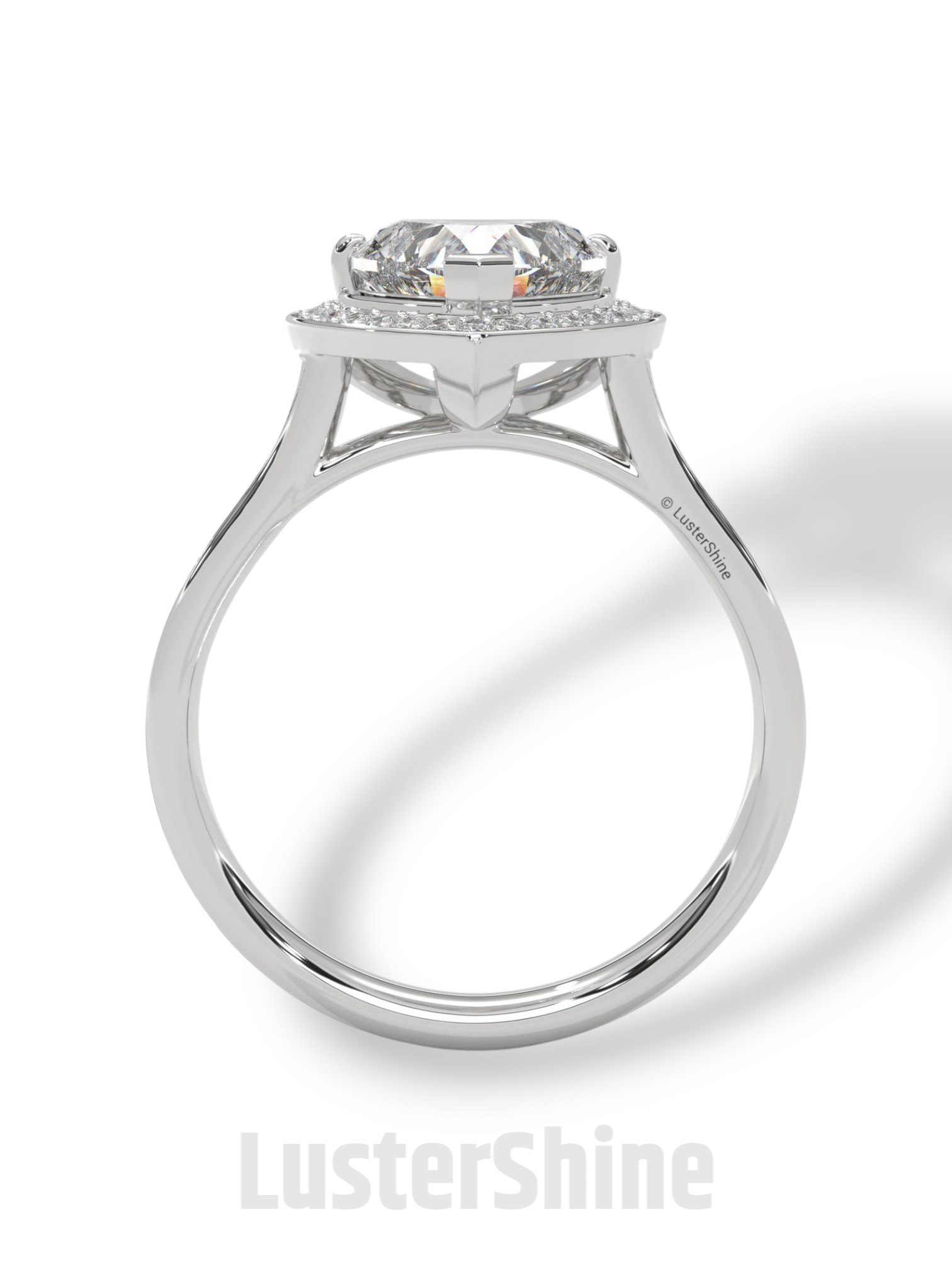 Heart Cut Halo Ring – 2CT Diamond Engagement Ring – Romantic Custom Valentine Proposal Ring – Pave Band Bridal Jewelry – 14K or 18K Ring
