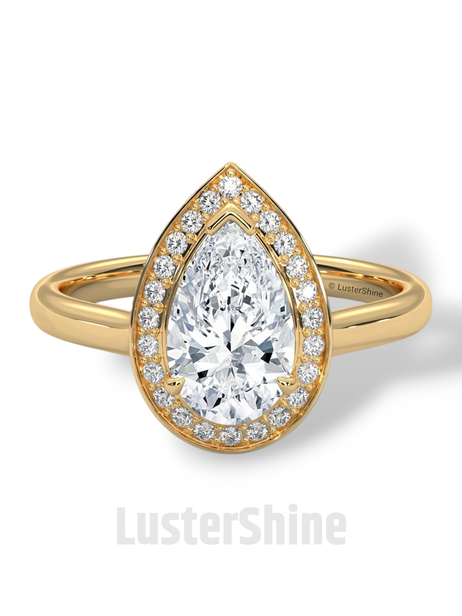 Pear Cut Engagement Ring – Teardrop Diamond Halo Ring – 14K 18K Gold Ring – Unique Bridal Ring – Moissanite Wedding Ring – Gift for Her Love
