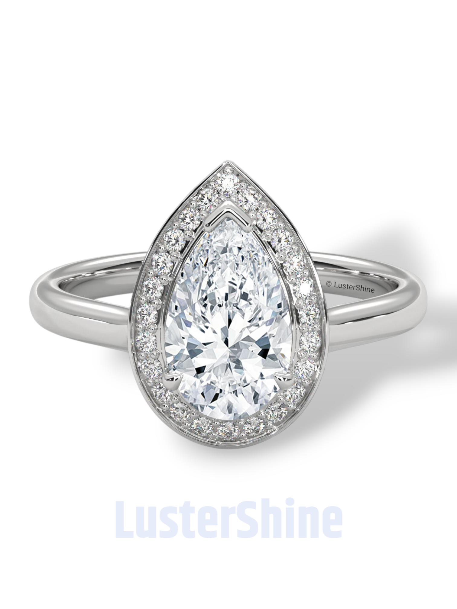 Pear Cut Engagement Ring – Teardrop Diamond Halo Ring – 14K 18K Gold Ring – Unique Bridal Ring – Moissanite Wedding Ring – Gift for Her Love