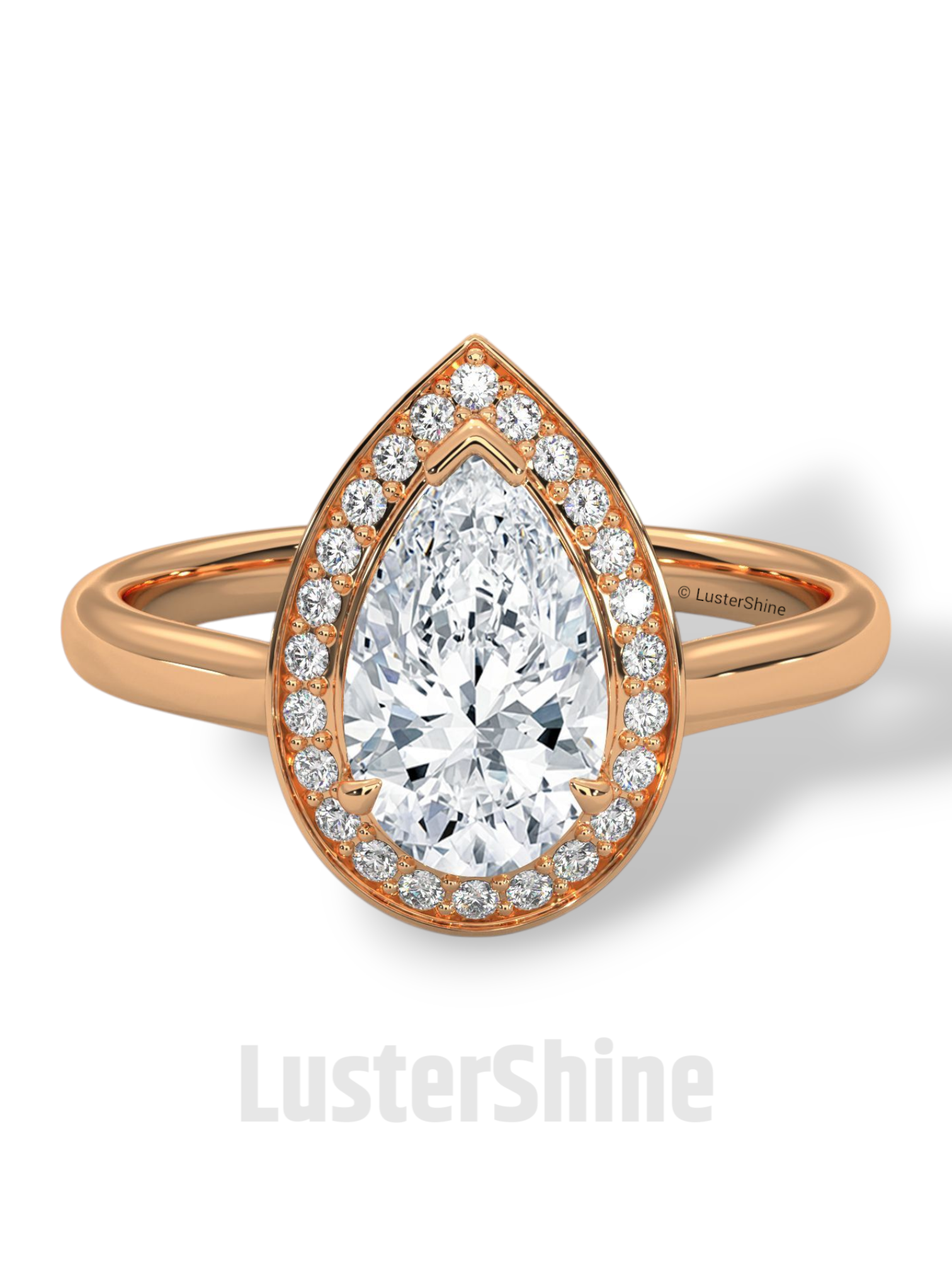 Pear Cut Engagement Ring – Teardrop Diamond Halo Ring – 14K 18K Gold Ring – Unique Bridal Ring – Moissanite Wedding Ring – Gift for Her Love
