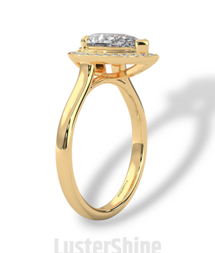 Pear Cut Engagement Ring – Teardrop Diamond Halo Ring – 14K 18K Gold Ring – Unique Bridal Ring – Moissanite Wedding Ring – Gift for Her Love