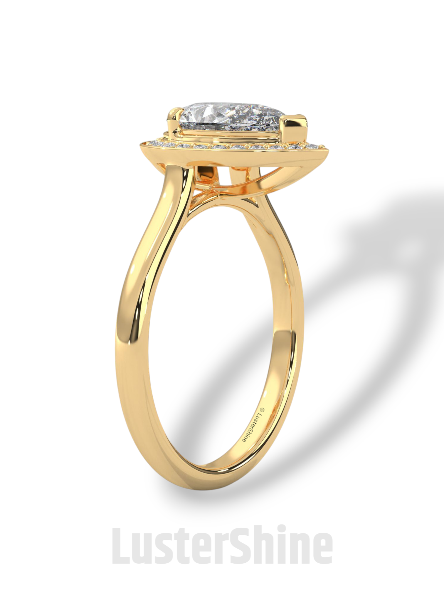 Pear Cut Engagement Ring – Teardrop Diamond Halo Ring – 14K 18K Gold Ring – Unique Bridal Ring – Moissanite Wedding Ring – Gift for Her Love
