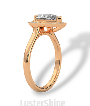 Pear Cut Engagement Ring – Teardrop Diamond Halo Ring – 14K 18K Gold Ring – Unique Bridal Ring – Moissanite Wedding Ring – Gift for Her Love