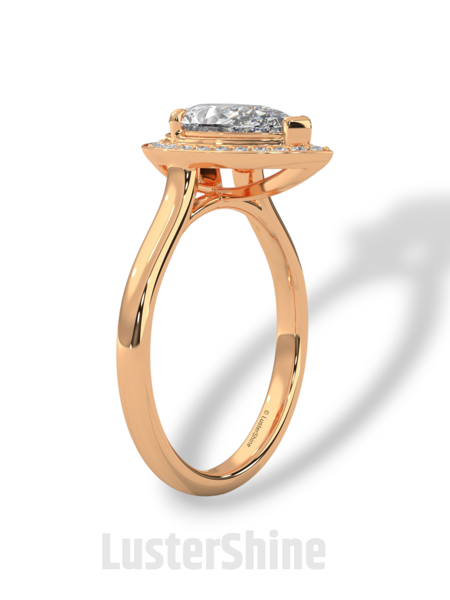 Pear Cut Engagement Ring – Teardrop Diamond Halo Ring – 14K 18K Gold Ring – Unique Bridal Ring – Moissanite Wedding Ring – Gift for Her Love